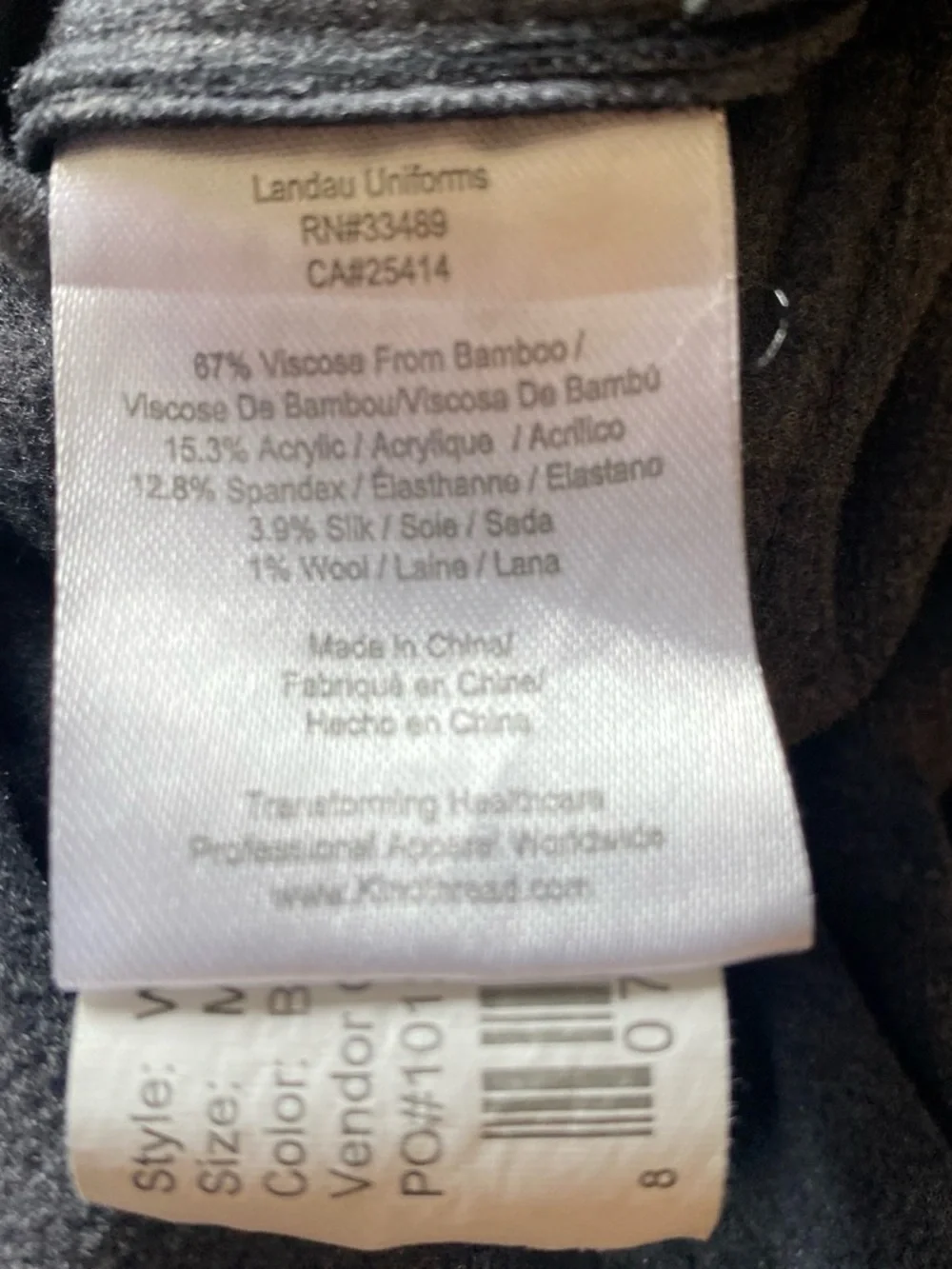 Landau/White Cross CRFT WJ706 Unisex Reversible Scrub Jacket Black Medium.